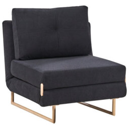 Wyld And Coco One-Person Sofa Bed Black Fabric With 5-Position Reclining Backrest And Fold-Out Sleeper Armchair - thumbnail 4