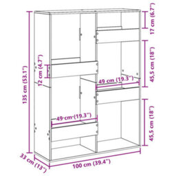 Berkfield Room Divider Black 100X33X135 Cm Engineered Wood - thumbnail 9