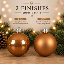 Decoris 10 Caramel Brown Glass Baubles Christmas Tree Decorations - thumbnail 3