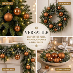 Decoris 10 Caramel Brown Glass Baubles Christmas Tree Decorations - thumbnail 7