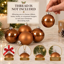 Decoris 10 Caramel Brown Glass Baubles Christmas Tree Decorations - thumbnail 8