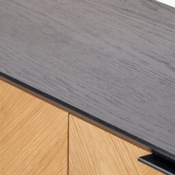 Pacific Lifestyle 2 Drawer Black And Natural Chevron Oak And Pine Wood Console Table - thumbnail 6