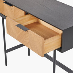Pacific Lifestyle 2 Drawer Black And Natural Chevron Oak And Pine Wood Console Table - thumbnail 4