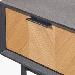 Pacific Lifestyle 2 Drawer Black And Natural Chevron Oak And Pine Wood Console Table - thumbnail 5