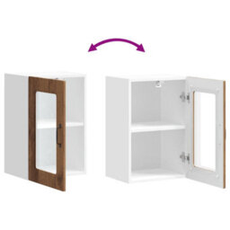 Berkfield Durable Kitchen Wall Cabinet With Glass Door Kalmar Old Wood Engineered Wood - thumbnail 9