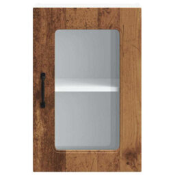 Berkfield Durable Kitchen Wall Cabinet With Glass Door Kalmar Old Wood Engineered Wood - thumbnail 6