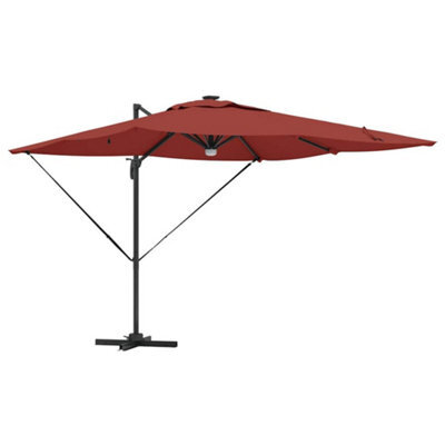Berkfield Modern Cantilever Roma Parasol With Leds Terracotta 286X285X270 Cm Aluminium - image 1