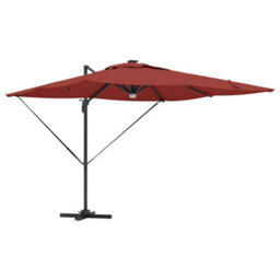 Berkfield Modern Cantilever Roma Parasol With Leds Terracotta 286X285X270 Cm Aluminium