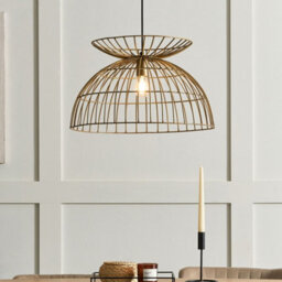 Wyld And Coco Novalux Brass Cage Pendant Lamp, Openwork Round Shade, Adjustable Height, 50Cm Diameter - thumbnail 2