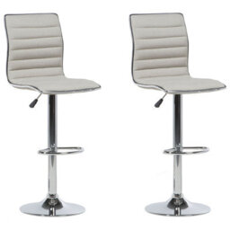 Beliani Set Of 2 Bar Chairs Lucerne Swivel Light Beige - thumbnail 1