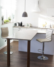 Beliani Set Of 2 Bar Chairs Lucerne Swivel Light Beige - thumbnail 2