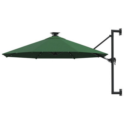 Berkfield Wall-Mounted Parasol With Leds And Metal Pole 300 Cm Green - image 1