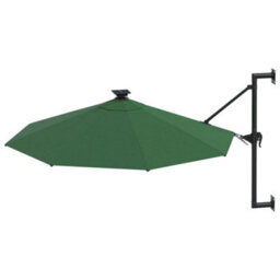 Berkfield Wall-Mounted Parasol With Leds And Metal Pole 300 Cm Green - thumbnail 3