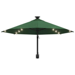Berkfield Wall-Mounted Parasol With Leds And Metal Pole 300 Cm Green - thumbnail 4