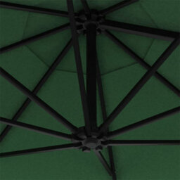 Berkfield Wall-Mounted Parasol With Leds And Metal Pole 300 Cm Green - thumbnail 8