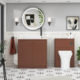Royal Bathrooms Royal Bathroom Elmore 800mm Terracotta Clay Freestanding Bathroom Vanity Unit 2 Door Plain White Worktop With Qubix Basin - thumbnail 5