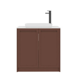 Royal Bathrooms Royal Bathroom Elmore 800mm Terracotta Clay Freestanding Bathroom Vanity Unit 2 Door Plain White Worktop With Qubix Basin - thumbnail 7