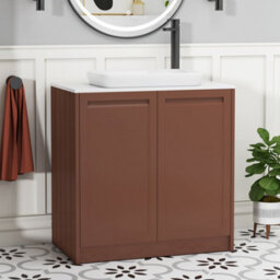 Royal Bathrooms Royal Bathroom Elmore 800mm Terracotta Clay Freestanding Bathroom Vanity Unit 2 Door Plain White Worktop With Qubix Basin - thumbnail 1