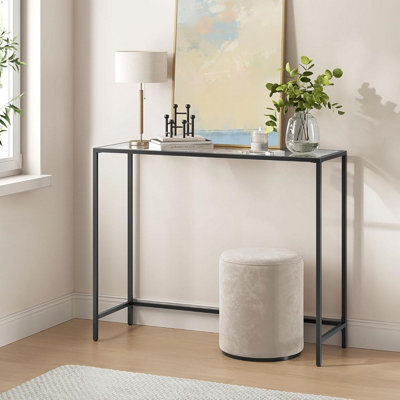 Songmics Vasagle Glass Console Table, Entrance Hall Table With Tempered Top, Adjustable Legs, Ink Black, Transparent - image 1
