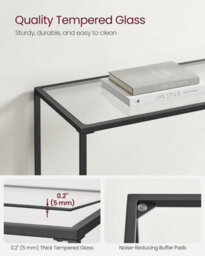 Songmics Vasagle Glass Console Table, Entrance Hall Table With Tempered Top, Adjustable Legs, Ink Black, Transparent - thumbnail 5