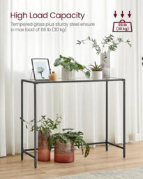 Songmics Vasagle Glass Console Table, Entrance Hall Table With Tempered Top, Adjustable Legs, Ink Black, Transparent - thumbnail 4