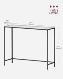 Songmics Vasagle Glass Console Table, Entrance Hall Table With Tempered Top, Adjustable Legs, Ink Black, Transparent - thumbnail 2