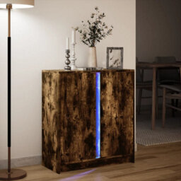 Berkfield Sideboard With Led Smoked Oak 77X34X85 Cm Engineered Wood - thumbnail 5