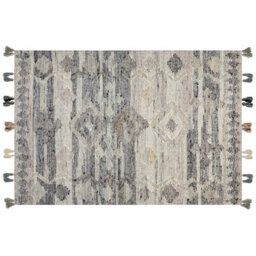 Beliani Rug Aratashen Grey 160 X 230 Cm Wool Kilim - thumbnail 4