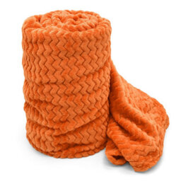 Velosso Cosy Touch Chevron Pattern Faux Mink Throw Blanket - Luxurious Feel, High-Quality Weave For Sofa, Bed - 150Cm X 200Cm - Orange