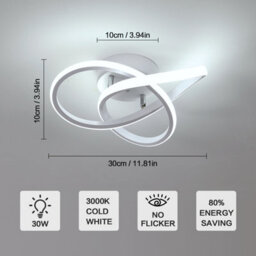 Pheashine Ceiling Light 6500K,modern Led Ceiling Light Suitable For Bedrooms, Hallways, Living Rooms, 30W (White). - thumbnail 2