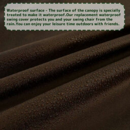 (Brown, 195X125X15 Cm) - 210D Waterproof Three-Seater Garden Swing Awning Replacement Parasol Uv - thumbnail 3
