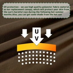 (Brown, 195X125X15 Cm) - 210D Waterproof Three-Seater Garden Swing Awning Replacement Parasol Uv - thumbnail 5