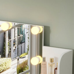 Furniturehmd Dressing Table With Led Bulb,white Vanity Desk With 4 Shelves And One Drawer,modern Makeup Table - thumbnail 5