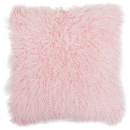 Orsina Bosie Mongolian Fur Pink Square Cushion - thumbnail 1