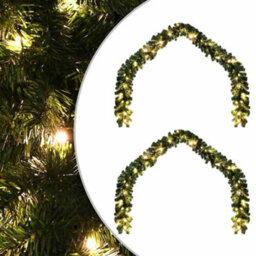 Vidaxl Christmas Garland With 600 Leds 2 Pcs Green Pvc - thumbnail 2