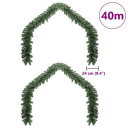 Vidaxl Christmas Garland With 600 Leds 2 Pcs Green Pvc - thumbnail 3