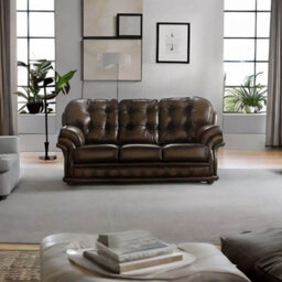 Chesterfield 3 Seater Antique Brown Leather Sofa Bespoke In Knightsbridge Style - thumbnail 3