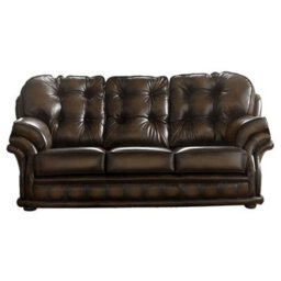Chesterfield 3 Seater Antique Brown Leather Sofa Bespoke In Knightsbridge Style - thumbnail 1