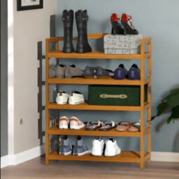 Rafaelo Mobilia 5 Tier Shoe Rack Bamboo Hallway Storage - thumbnail 1