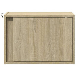 Berkfield Wall-Mounted Bedside Cabinets With Led Lights 2 Pcs Sonoma Oak - thumbnail 6