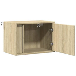 Berkfield Wall-Mounted Bedside Cabinets With Led Lights 2 Pcs Sonoma Oak - thumbnail 7