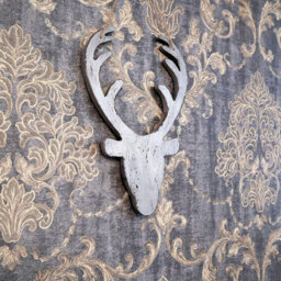 Shatchi 26Cm Silver Christmas Wooden Hanging Deer Head Wall Decoration Xmas Home Office Holiday Decorative Centrepiece - thumbnail 5