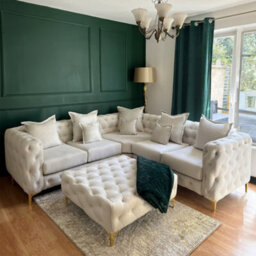 Luxury Chesterfield Cream Sofa - 5 Seater Corner Sofa - Deep Buttoned Upholstery - thumbnail 3
