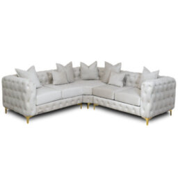 Luxury Chesterfield Cream Sofa - 5 Seater Corner Sofa - Deep Buttoned Upholstery - thumbnail 2