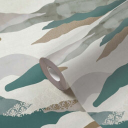 As Creation Bricoflor Non-Woven Wallpaper, Chinoiserie, Modern, Scandinavian In Brown, Grey, Green, Turquoise, White - 10,05 X 0,53 M - thumbnail 4