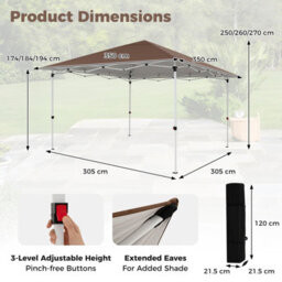 Gainoom Pop Up Canopy Tent Instant One-Push Setup Upf50+ Sun-Protective Silver-Coated Top Straight Leg Commercial Gazebo - thumbnail 2