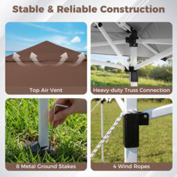 Gainoom Pop Up Canopy Tent Instant One-Push Setup Upf50+ Sun-Protective Silver-Coated Top Straight Leg Commercial Gazebo - thumbnail 7