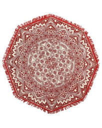 Beliani Mezitili 120Cm Round Cotton Rug - Red Mandala Boho Oriental Design - thumbnail 1