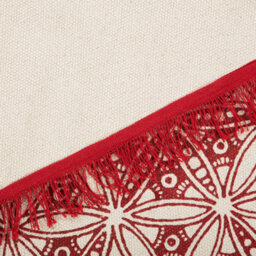 Beliani Mezitili 120Cm Round Cotton Rug - Red Mandala Boho Oriental Design - thumbnail 4