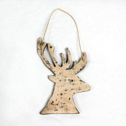 Shatchi 26Cm Cream Christmas Wooden Hanging Deer Wall Decoration Xmas Home Office Holiday Decorative Centrepiece - thumbnail 2